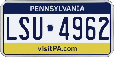 PA license plate LSU4962