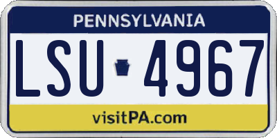 PA license plate LSU4967