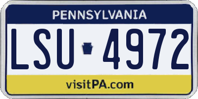 PA license plate LSU4972