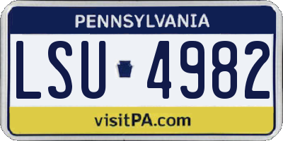 PA license plate LSU4982