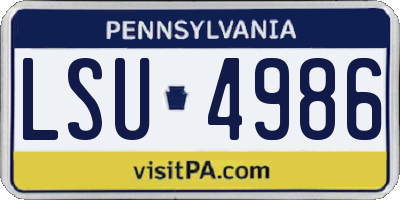PA license plate LSU4986