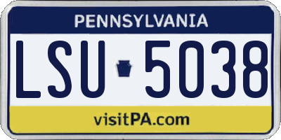 PA license plate LSU5038
