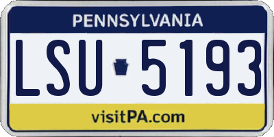 PA license plate LSU5193