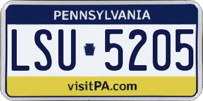 PA license plate LSU5205