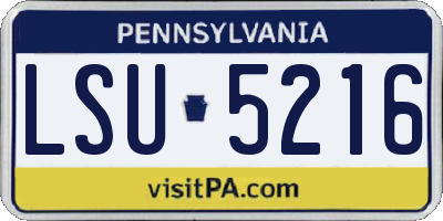PA license plate LSU5216