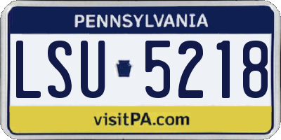 PA license plate LSU5218