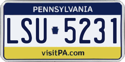 PA license plate LSU5231