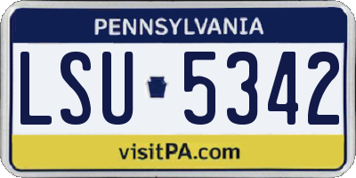 PA license plate LSU5342