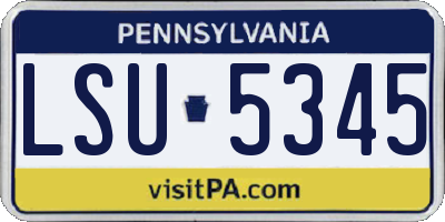 PA license plate LSU5345