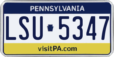 PA license plate LSU5347