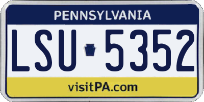 PA license plate LSU5352
