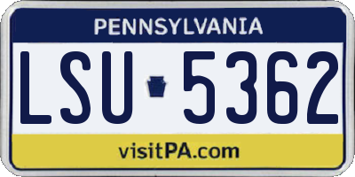 PA license plate LSU5362