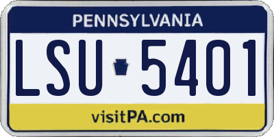 PA license plate LSU5401