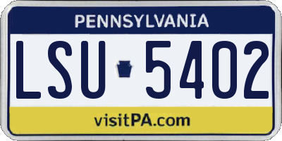 PA license plate LSU5402