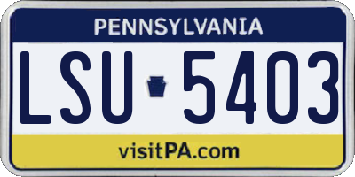 PA license plate LSU5403