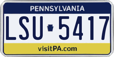 PA license plate LSU5417