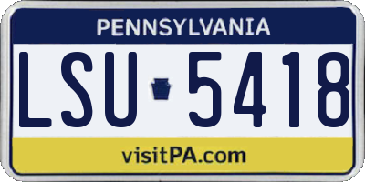 PA license plate LSU5418