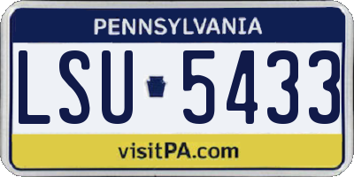 PA license plate LSU5433