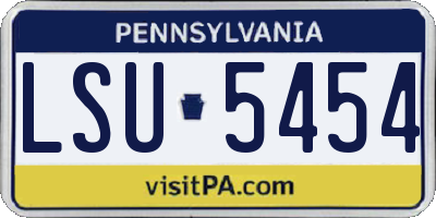 PA license plate LSU5454