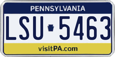 PA license plate LSU5463