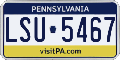 PA license plate LSU5467