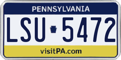 PA license plate LSU5472