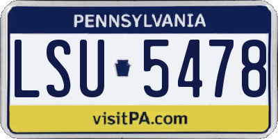 PA license plate LSU5478