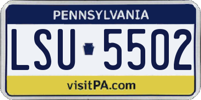 PA license plate LSU5502