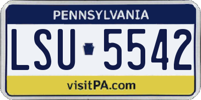 PA license plate LSU5542