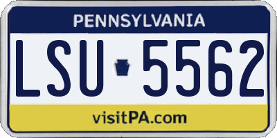 PA license plate LSU5562