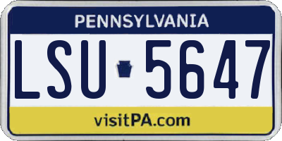 PA license plate LSU5647
