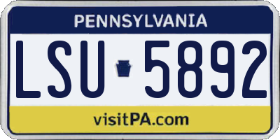 PA license plate LSU5892