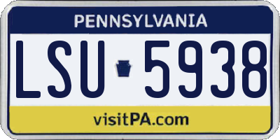 PA license plate LSU5938