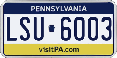 PA license plate LSU6003