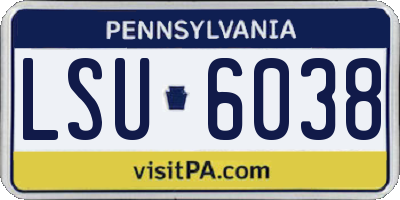 PA license plate LSU6038