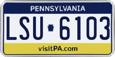 PA license plate LSU6103