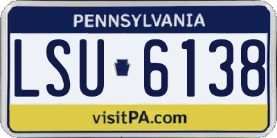 PA license plate LSU6138