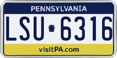 PA license plate LSU6316