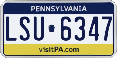 PA license plate LSU6347