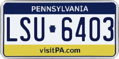 PA license plate LSU6403
