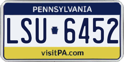 PA license plate LSU6452