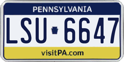 PA license plate LSU6647