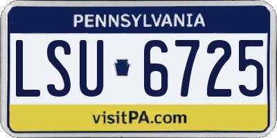 PA license plate LSU6725