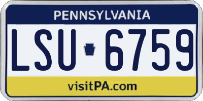PA license plate LSU6759