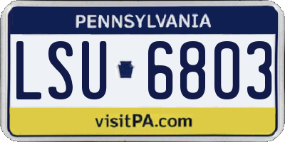PA license plate LSU6803