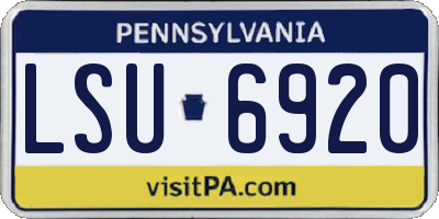 PA license plate LSU6920