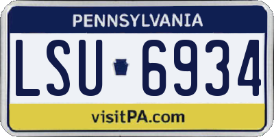 PA license plate LSU6934