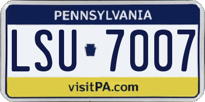 PA license plate LSU7007