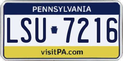 PA license plate LSU7216