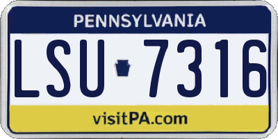 PA license plate LSU7316